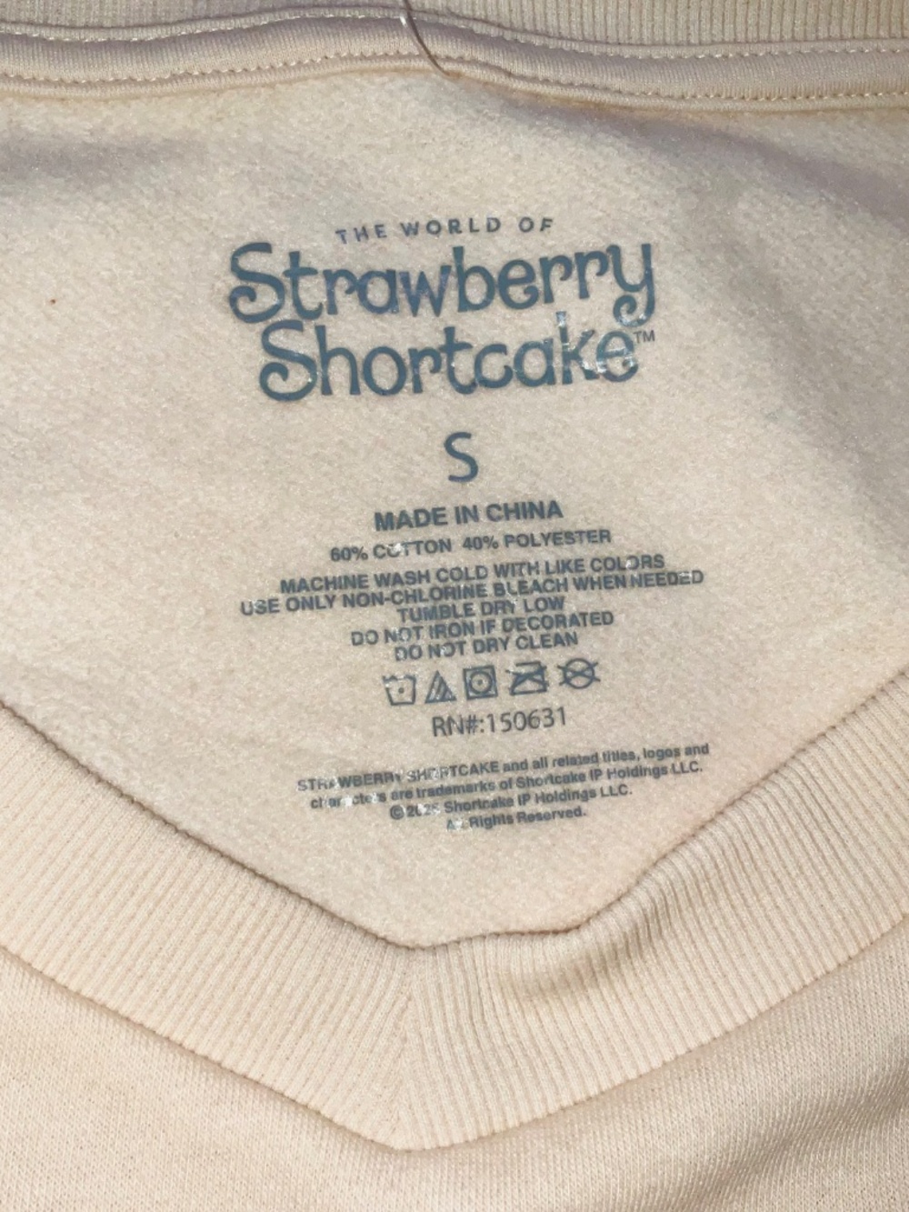 Strawberry Shortcake Pull-Over V Loose Boxy Sweatshirt. NWOT. Women’s - Picture 4 of 9